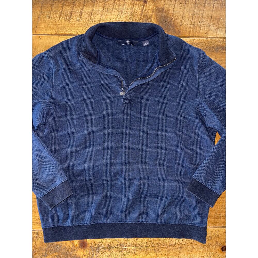 Mens Hart Schaffner Marx Navy Blue Cotton Long Sleeve‎ Quarter Zip Pullover L